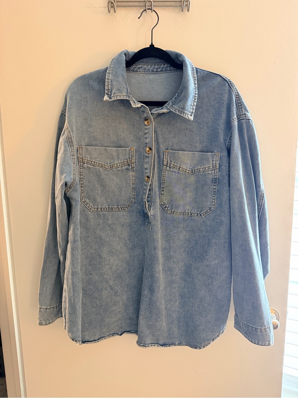 Amazon Light Blue Denim Button-Front Shirt